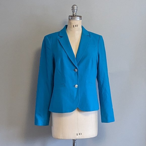 Calvin Klein Bright Aqua Blue Blazer Professional Work Wear Business Jacket 10 M - Picture 1 of 6